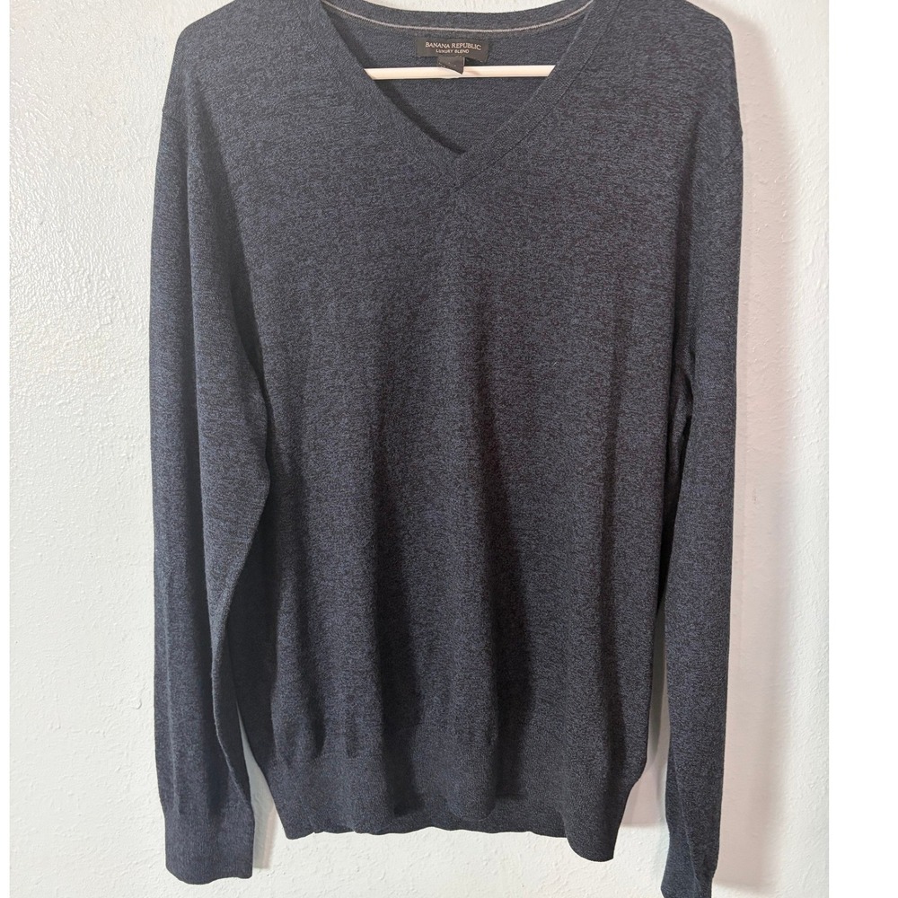 Banana Republic Men L Luxury Blend Silk Cotton Cashmere V-Neck Sweater Old Money